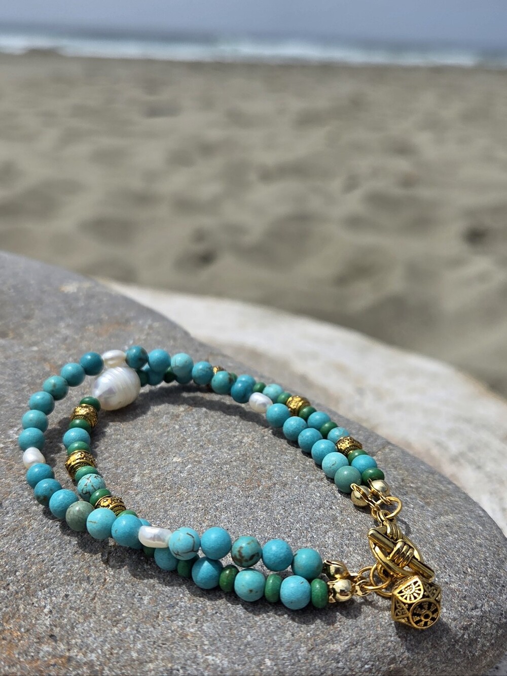 Turquoise Stlye  Beaded Double-Strand Bracelet -Boho Style 🥰(Welcome Offers)!!